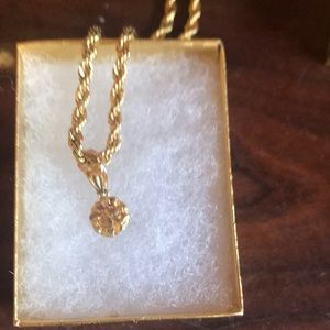 New 10k gold nugget pendant and 18” 18k gold filled stainless steel rope chain